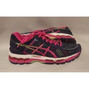 Asics Womens Navy, Pink, & Green Gel-Kayano 22 Running Shoes Sneakers Size 9AA